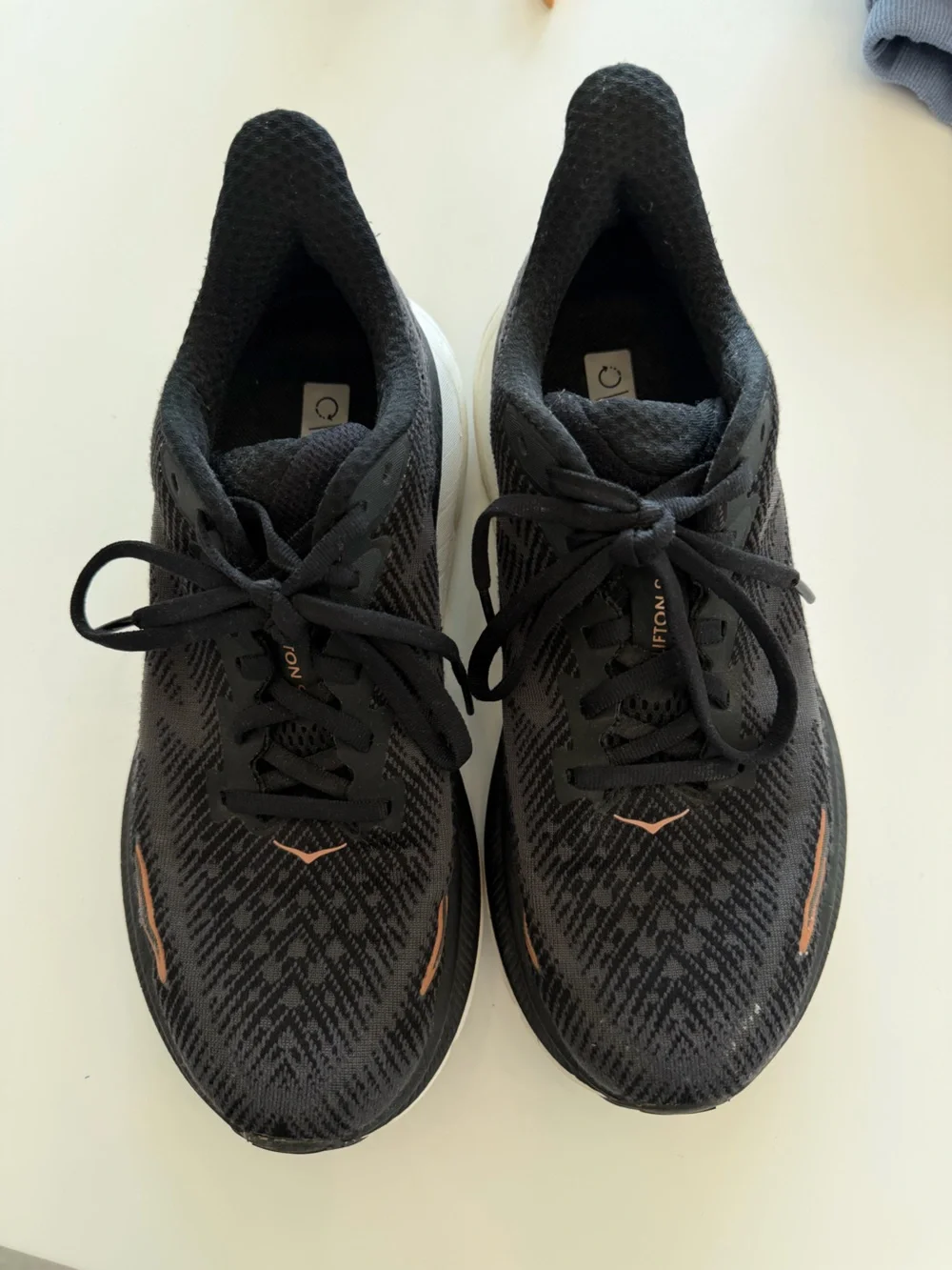 Hoka Clifton 9 Womens Running Shoes Size 8 Black Rose Gold